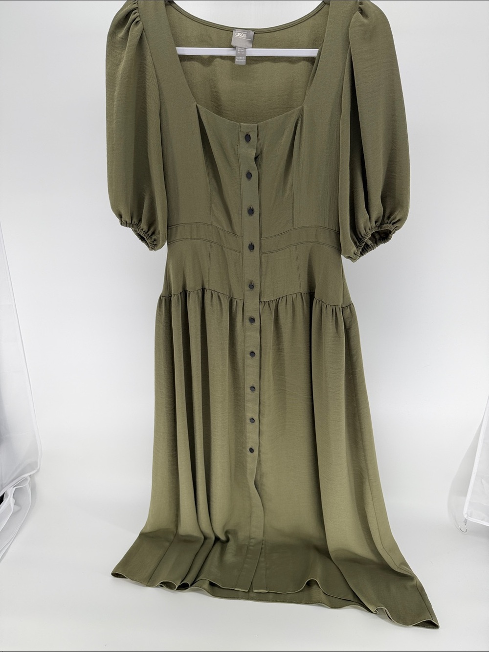 ASOS Olive Green Midi Button-Front Dress
